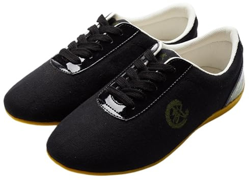 SXTYYH Kung Fu Tai Chi-Skor for Kvinnor Och Män Kanvas Kampsportskor Med Halkfri Sula, for Inomhus- Och Utomhusträning Barfota-Känsla(Black,45EU)