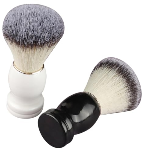 GARVALON 2 Stück Teiliges Herren Rasierpinsel mit Holzgriff Weiche Nylonborsten Vintage Nassrasur Pinsel für Bartpflege Schaum Erzeugend Leicht Langlebig Geeignet für Friseursalon und