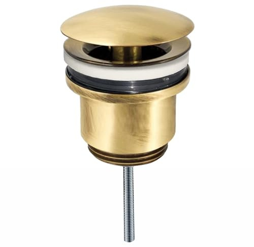 Schläfer Click-Clack Ablaufgarnitur Alt-Messing-Farbe, Universal 1 1/4 Zoll (41,9mm) für Waschtisch mit und ohne Überlauf, Pop-up Abflussventil 4051104 Messing, Waschbecken, Waschbeckenstöpsel Bronze