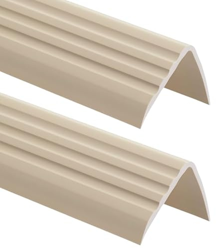 2er-Set PVC Treppenkantenprofil selbstklebend 50x40mm 130cm Beige | Winkelprofil, Treppenkantenschutz für Treppenstufen, Anti-Rutsch-Oberfläche, einfache Montage ohne Bohren