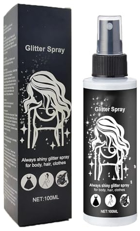 Glitter Spray,Lacca Brillantini per Capelli,Spray Glitter Corpo e Viso,Glitter spray multiuso,Glitter Capelli Vestiti per Carnevale Halloween Natale Club Mascherata Feste,100ml