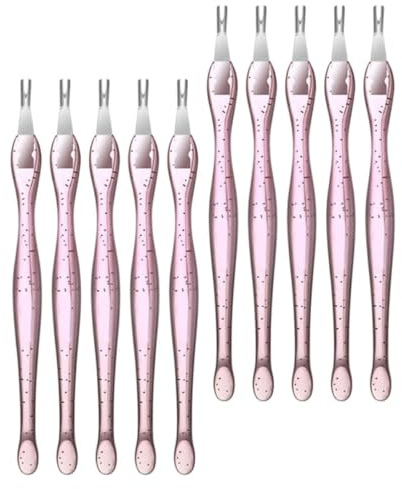 Kit D’outils pour Nail Art 10 Pièces Rose Pp et Acier Inoxydable | Nail Art Ongles Outils de Manucure, Fourche Cuticule Ongle pour Retirer la Peau Morte, Usage Salon et Maison