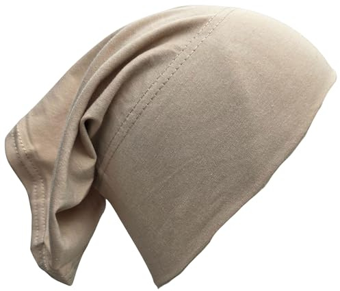 Hätta 100 % bomullsrör hijab bandana under hijab huvud sovmössa under scarf ben huvudscarf turban stretchig mössa cancer hårskydd patienter vård hatt svettabsorberande ramadan Eid, BEIgE, en storlek