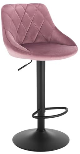 WOLTU 1er Barhocker Barstuhl, Gute gepolsterte Sitzfläche aus Samt, Höhenverstellbar, 360° Drehbar, Farbwahl, in Rosa