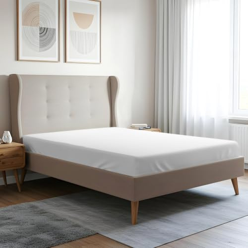 Pizuna Spannbettlaken 150x200 Baumwolle Weiß 400 Fadenzahl | 100% langstapeliges, Mako-Satin-Gewebe-Bettlaken ideal für Matratzengrößen 135x200, 140x200 & 145x200