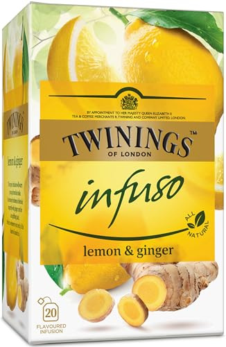 Infusión Twinings de Limón y Jengibre, 20 sobres. Apta para tomar con hielo.