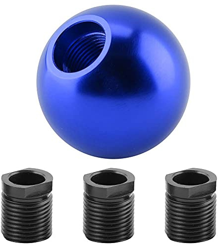 Manueller Gangschaltknauf, Metall-Rundball Universal | Blaue eloxierte Oberfläche, enthält 3 Adapter (8/10/12 mm), direkter Schraubersatz, ergonomisches Schaltgefühl