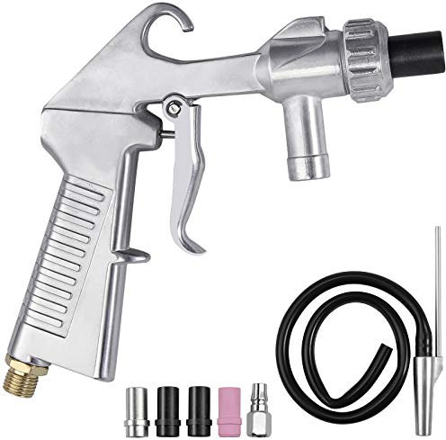 AMTOVL Sand Blasting Gun Sandblaster + Sand Suction Pipe+ Ceramic Nozzles + Extra Iron Nozzle Tip Set for Abrasive Sand Blasting Derusting