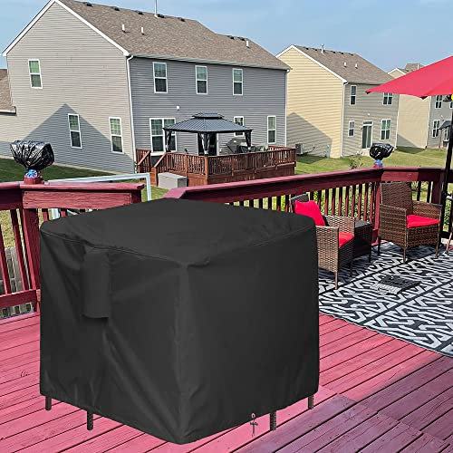 Cubierta de barra de 60 pulgadas para exteriores de 5 piezas para mesa de mimbre al aire libre, juego de mesa y silla de patio, cuadrada, impermeable, color negro
