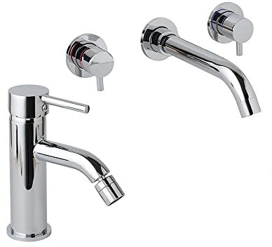 Kiamami Valentina - Ensemble de mitigeur mural pour lavabo et mitigeur bidet chromé | Fassa