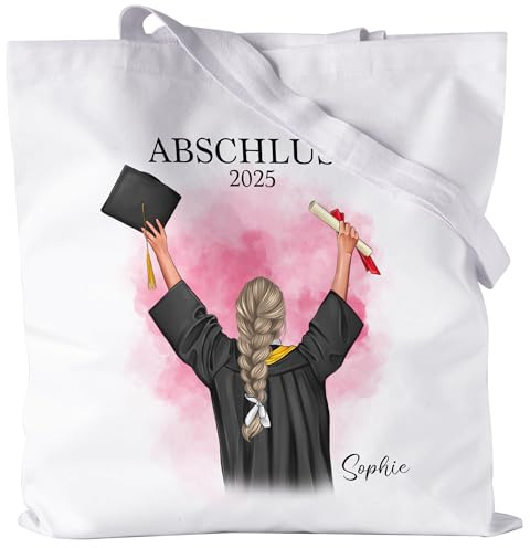 Kiddle-Design Bachelor Master 2026 Jutebeutel Weiß Abschluss Geschenk Personalisiert Absolventin Doktor Frauen Damen Schulabschluss Abitur Abi