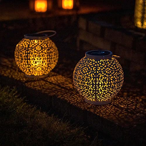 MiniSun | Solar Powered White Sphere Hanging Lanterns | Lanterns, Home Décor & Improvement Essential | Set of 2
