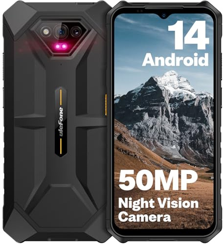 Ulefone Unlocked Rugged Phones, Armor X13 (12+64GB), 50MP Rear Camera, 24MP Night Vision Camera, Android 15 OS Rugged Smartphone, 6.52” Screen, 6320mAh, NFC, GPS, Dual 4G Mobile Phone- Black