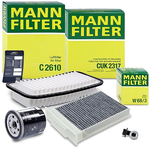 MANN-FILTER Inspektionspaket Filterset 1x Ölfilter, 1x Luftfilter, 1x Innenraumfilter (Aktivkohlefilter), Kompatibel mit CITROËN C1 (PM_, PN_), PEUGEOT 107 (PM_, PN_), TOYOTA AYGO (_B1_)