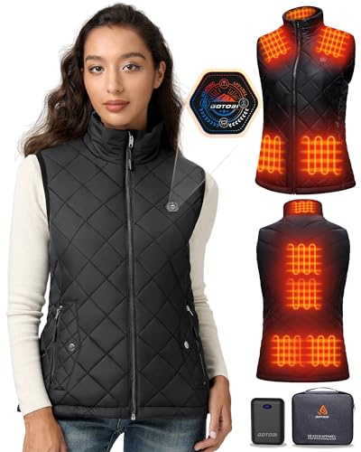 GOTOBI Heizweste Damen mit 16000mAh 7,4V Akku,9 Heizzonen,Schwarz,M