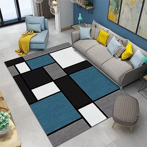 DJHWWD deko jugendzimmer Teppich Kinderzimmer Junge Blaugrauer rechteckiger für Schlafzimmer, niedriger Flor, Arbeitszimmerteppich Auslegware 160X200CM