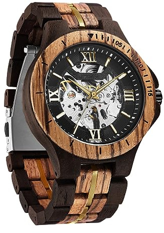 FORSINING Montre mécanique pour homme - Design classique en bois - Squelette automatique - Lumineuse - Étanche, Bracelet