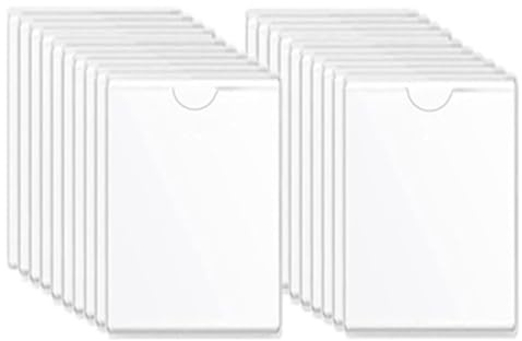 CAASFOY Lot de 20 pochettes et porte-étiquettes autocollantes, transparents pour cartes d'index et dossiers