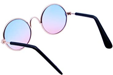 FRCOLOR 2 Stück Sonnenbrillen Für Kleine Hunde Und Katzen Metallrahmen Violette Farbe Modische Haustierbrillen Für Fotos Und Ausflüge
