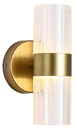 OUDINI Gold Bathroom Wall Sconces, Indoor Wall Wash Lights Uplighter, Downlighter E27 Glass Shade Wall Lamp, for Living Room,Bedroom,Stairway,Bedside