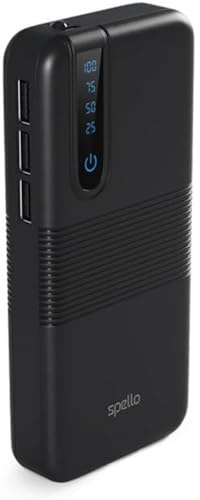 Spello Black Power Bank, USB-A Power Bank 20 000mAh, LED Display, For Travel, Charging Power Bank, High Capacity, Black