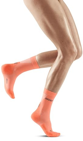 CEP - ULTRALIGHT Kompressionsstrümpfe Damen Mid Cut korall/creme, Gr. S, Laufsocken mit leichter Kompression, Stabilisierende anti Blasen Kniestrümpfe, Atmungsaktive Sportsocken