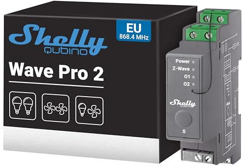 Shelly Wave Pro 2 | Professioneller 2-Kanal DIN-Schienen Z-Wave Smart Schalter | mit Potentialfreien Kontakten​​ | Hausautomation | Z-Wave-Gateway erforderlich | Erweiterte Funkreichweite
