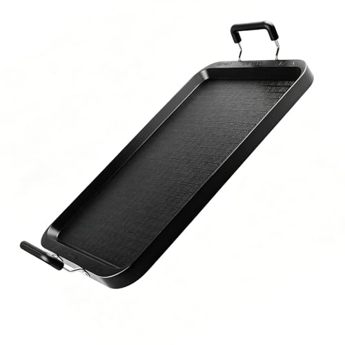 Non-Stick Aluminum Stove Top Flat Griddle, Warp-Resistant Double Burner Griddle Pan for Glass and Gas Stove, Great for Breakfast and Camping Indoor or Outdoor Size 17 x 10.5