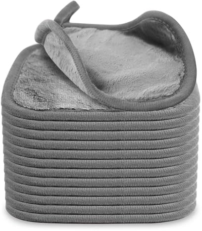 Lot de 12 chiffons démaquillants (12, gris, 15,2 x 15,2 cm)
