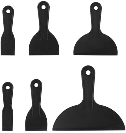 6 spatole in plastica per stucco per pittura e cartongesso, 3,8 cm - 20,3 cm, colore nero