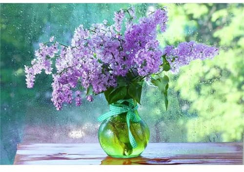 Aimaor Malen Nach Zahlen Erwachsene,Lila Blume Paint by Numbers Adult Bastelset Malen-Nach-Zahlen Kinder Anfänger Leinwand Kreativ Set DIY Set Malen nach Zahlen（DIY Frame） 50x65cm