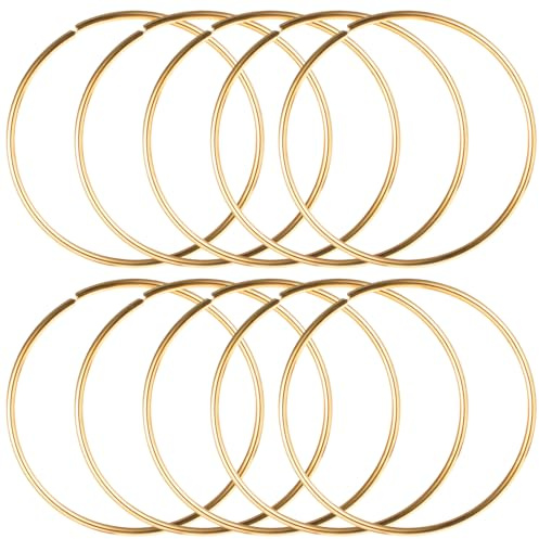 10 Stück Metallringe zum Basteln,Mabor 7,5cm Metall Drahtringe Dekoring Metallring Gold Traumfänger Drahtringe zum Basteln für Makramee Ring Blumenarrangements Traumfänger Ring Floristik Wandbehänge