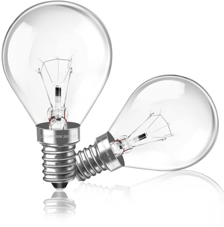Caldarax 2 Stück Backofenlampe E14 G45 230V, Bis 300°C Hitzebeständiges, 2700K Warmweiß Backofen Birne, 77MM * 45MM, Dimmbar Globe Klar Lampen, Backofen Glühbirne E14 für Ofen, Lava Lampe