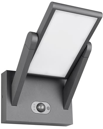 Trio Leuchten LED Außen Wandleuchte Malawi 253769142, Aluminium Druckguss Anthrazit, 5 Watt LED, Hybrid Solar/Netzbetrieb, Dämmerungssensor, Bewegungssensor
