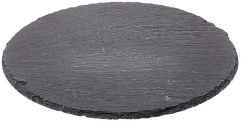 Reapyyt Tabla para quesos redonda en pizarra, bandeja de piedra natural para servir quesos, embutidos, sushi, aperitivos y otros