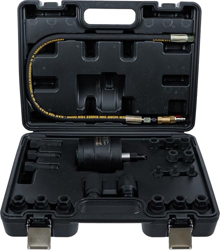 BGS DIY 91120 | Pneumatischer Injektoren-Auszieher-Satz | 21-TLG. | für Diesel-Injektoren | max. 8 bar | Druckluftanschluss 1/4 | Kolbenhub 12 mm | 2500 Hübe/min