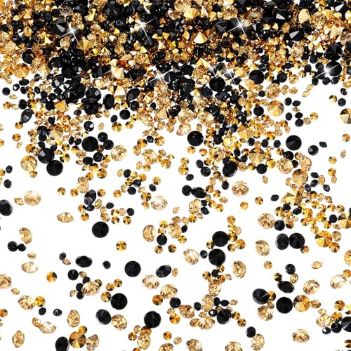 10000 pezzi trasparenti cristalli sparsi di colore nero e oro, strass per tavolo di nozze, decorazione da tavolo, cristalli acrilici per vasi per feste (3 mm, 4 mm, 6 m)