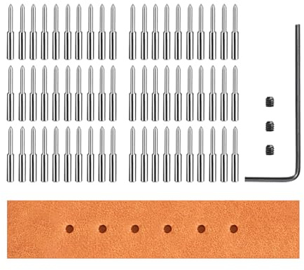WUTA 3. Gen. Wechselbaren Einsätzen für Multifunktional Leder Locher Werkzeug Set, Ohne Griff(60 Stck. Meißelkopf)