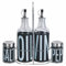 Villa d'Este Home Tivoli 1996 Set de condimento de aceite, vinagre, sal y pimienta de vidrio y acero inoxidable, soporte de hierro, negro, Bigismore