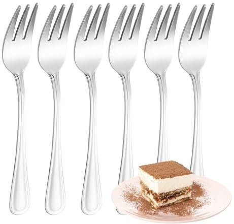 FAMILY Pack 6 Tenedor de Postre 15x1.7CM Acero Inoxidable Diseño Línea, Elegancia y Funcionalidad para Cada Ocasión, Cubiertos de Alta Gama para Hogar y Restaurante