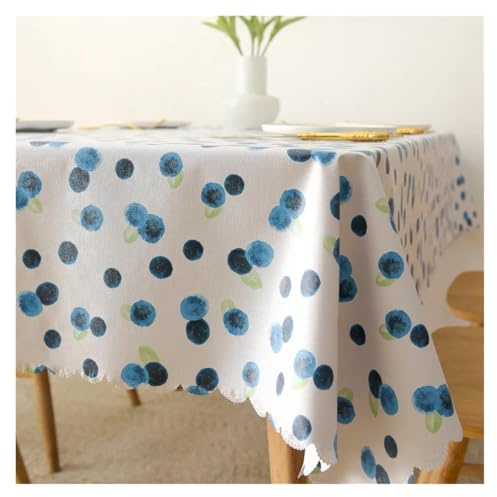 GSXLZ Nappe Impermeable Nappe carrée en PVC, rectangulaire, imperméable, Couverture de Table, résistante à l'huile, essuyable(Blueberry Pattern,140x220cm)