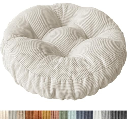 PHUSTJKL Sitzkissen Rund, 30x30 cm rutschfest Waschbare Sitzpolster Bequemes Stuhlkissen 6 cm Dick Waschbare Cordstoff Stuhlauflage, für Indoor Küchen Garden Holzstühle