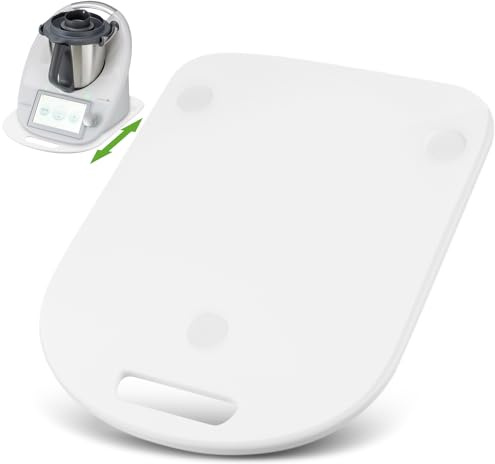 Gleitbrett Acryl für Thermomix TM6 TM5, 8mm Dickes Brett für Thermomix mit Rollen, Wasserdichtes und formstabiles Rollbrett für Thermomix, Slider mit festen Löchern und rutschfesten Silikonfüßen