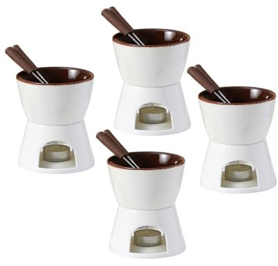 MYOLIO Stufa for Il Riscaldamento del Formaggio Compatta, Portatile e Ultra-Flessibile Sicurezza Pentola in Ceramica for fonduta di Cioccolato e Gelato, 4 Pezzi