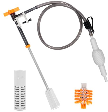 Siphon Aquarienreiniger,Wiederverwendbar Siphonpumpe Wasserwechselset Aquariumzubehör,Mulmsauger Aquarium Zubehör,Handsauger Kiesreiniger für Aquarien Wasserwechsel Sandwäsche(weiß,Klein)
