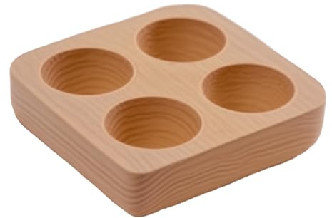 HuadaXtai Portauova in Legno, Supporto, Piatto, Rustico, Portauova Compatto, Rastrelliera per Piano di Lavoro, Tavolo, Ristorante, Frigorifero, Doppia Fila 4 Slot