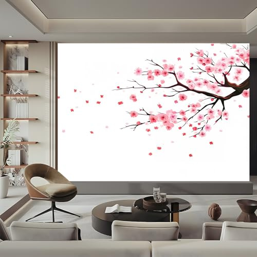 Fototapete Rosa Kirschbaum 200 x 140 cm (W x H) Weiß Vlies Tapeten Moderne Wandtapete Wohnzimmer Schlafzimmer