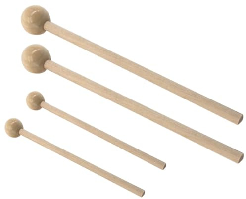 WEKADRIN Baquetas de Madera para Percusión Cabeza Redonda y Mango Cómodo, 2 Pares para Práctica Diaria y Conciertos, Material Madera Beige