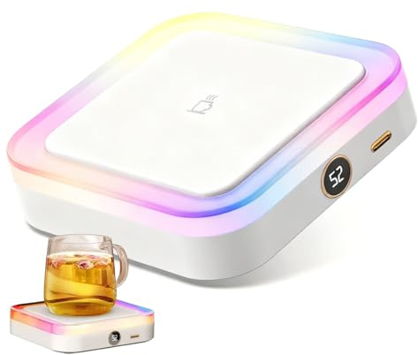 Scaldacaffè Scaldatazze elettrico alimentato tramite USB, 3 impostazioni di calore (55°C 65°C 75°C), display digitale, per tè, latte, caffè, ufficio, casa, scrivania, regalo di Natale o complean