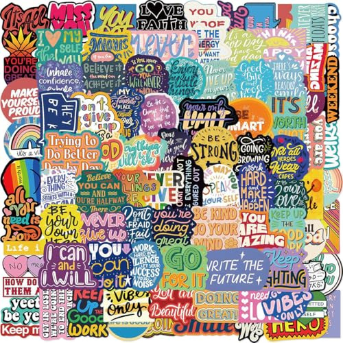 UZEXYO 100 Pcs Motivational Stickers for Adults Teens Inspirational Positive Affirmation Vinyl Decals for Water Bottles Laptop Journal